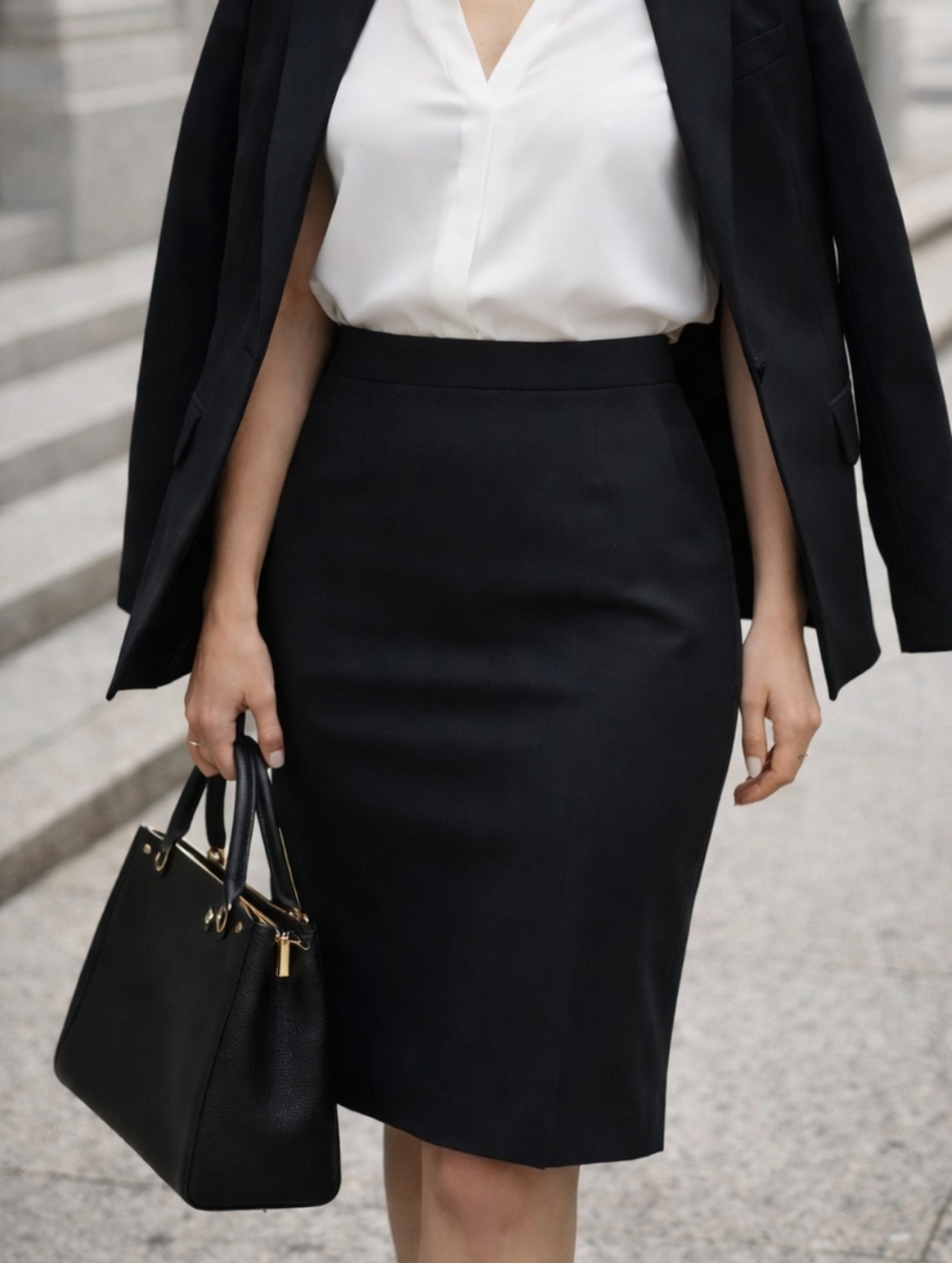M.M.LaFleur Black Pencil Skirt | Tailored Workwear Office Core Minimalist Chic